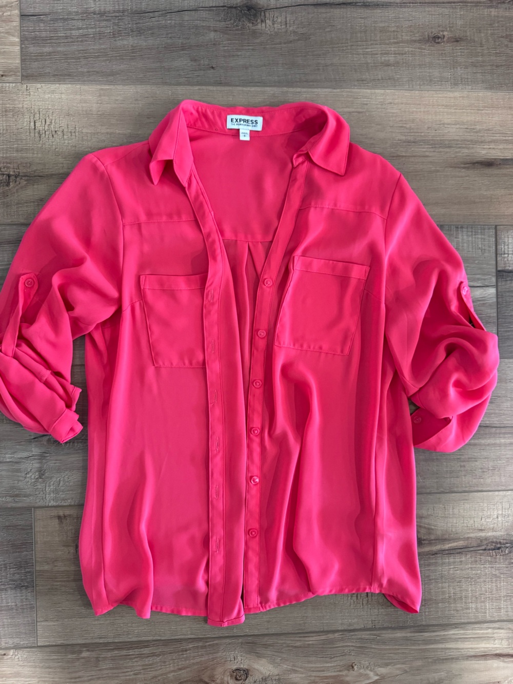 Express Women's Bright Pink Button-Down Blouse